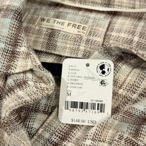 We The Free Ivory and Brown Plaid Shirt